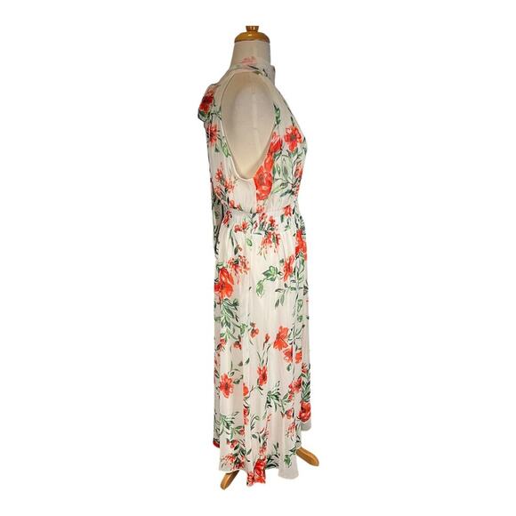 Calvin Klein Floral Print A-Line Halter Dress Chiffon Smocked Waist Tie at Back - Picture 8 of 14